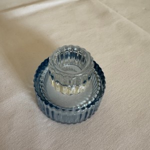 Kandelaar ribbel blauw/wit