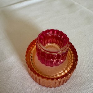Kandelaar ribbel roze/oranje